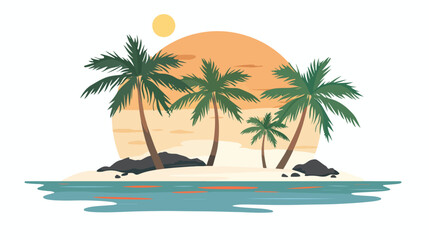 Fototapeta na wymiar Island palm tree ocean Vector illustration