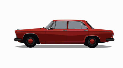 Red car silhouette detail flat vector