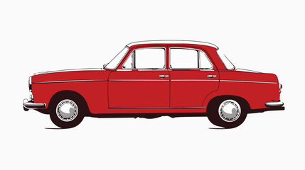 Red car silhouette detail flat vector