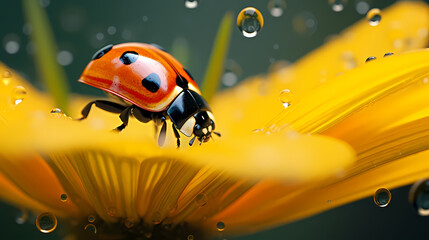 Ladybug on flower, a ladybug on background