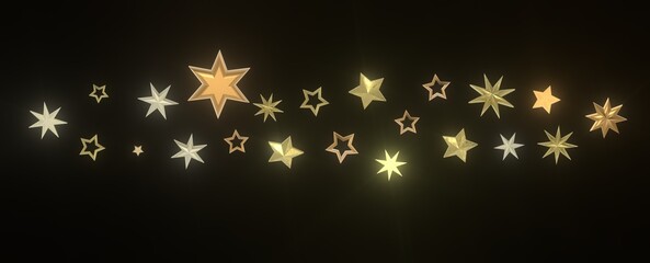 XMAS Stars - A gray whirlwind of golden snowflakes and stars. New