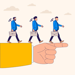 Businessman leadership and Employed Walk Straight Controlled