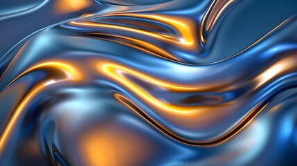 glossy chrome liquid ripples, vibrant yellow and blue chrome metal texture background