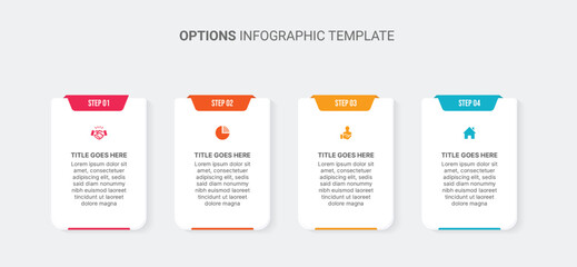 Four 4 Steps Options Process Workflow Business Infographic Template Design