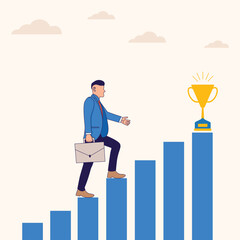 Business Goals Rise on Stock Market Chart and Achievement Illustration