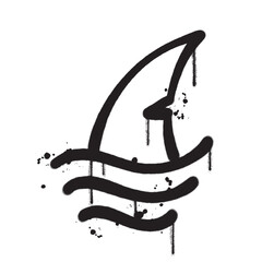Vector graffiti spray paint shark fin icon isolated vector illustration