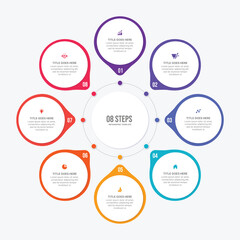 Circle Round Cycle Business Infographic Design Template with 8 Options