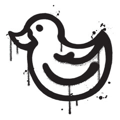 Vector graffiti spray paint duck icon isolated vector illustration