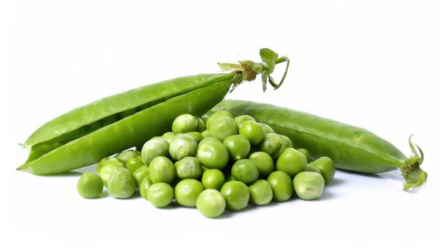  top view ,Fresh green pea isolated on white background. There is a lot of vitamin