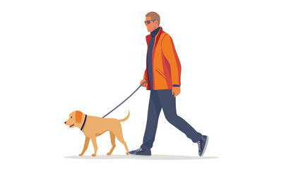 Man with blindness walking with seeing