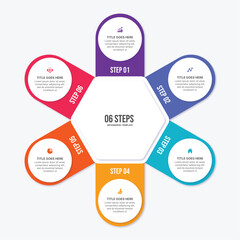 Circular Cycle Round Infographic Template Design with 6 Options