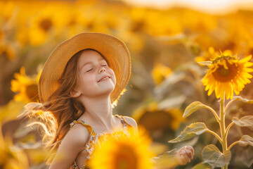 Girl in sunflowers, Generative AI