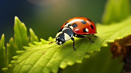 Ladybug on flower, a ladybug on background