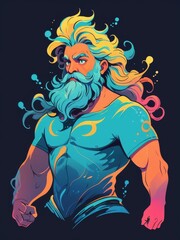 Fototapeta premium poseidon minimalist t-shirt design