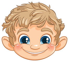 Vector illustration of a happy young boy smiling.