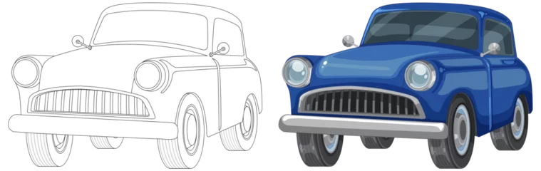 Fototapete Rund From sketch to colored vector car illustration © GraphicsRF
