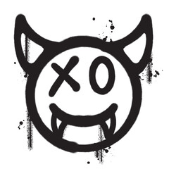 Vector graffiti spray paint devil smile isolated vector illustration