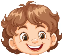 Foto op Plexiglas Vector illustration of a happy young boy smiling. © GraphicsRF