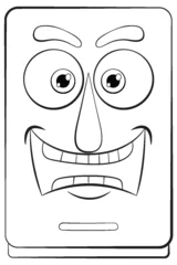 Fotobehang Vector illustration of a smiling mobile phone © GraphicsRF