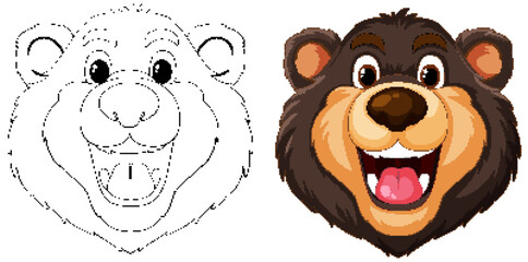 Two cartoon bear faces showing different expressions.