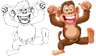 Stickers fenêtre Enfants Vector illustration of a monkey, colored and outlined.