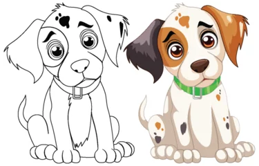 Foto op Canvas Vector illustration of a puppy in two stages © GraphicsRF