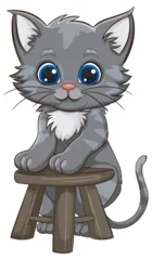 Keuken foto achterwand Adorable grey kitten with big blue eyes © GraphicsRF