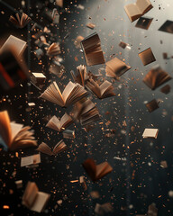 Books Flying Through the Air