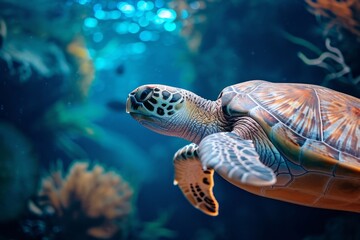 Obraz premium Sea turtle swimming in the ocean