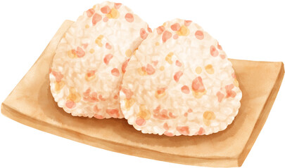 Watercolor Japanese Rice Balls