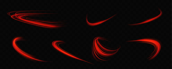 Red neon ring. Luminous circle. Glow effect. Round light frame. abstract light lines of motion and speed.Abstract light lines of motion and speed. 