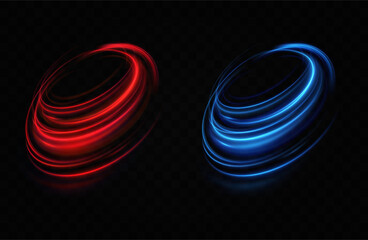 Red neon ring. Luminous circle. Glow effect. Round light frame. abstract light lines of motion and speed.Abstract light lines of motion and speed. 