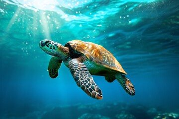 Sea turtle swimming in the ocean