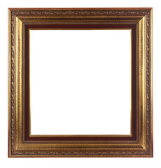 Old antique gold frame isolated on white