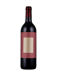 Red wine bottle from Bordeaux with blank label sticker