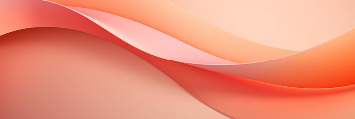 minimalistic Creative curved paper in peach pink and orange color Abstract banner background with...