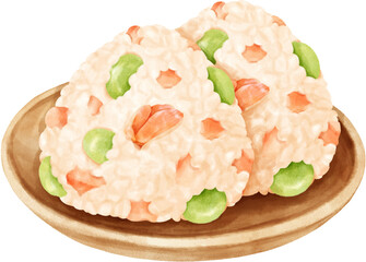 Watercolor Rice Balls illustration