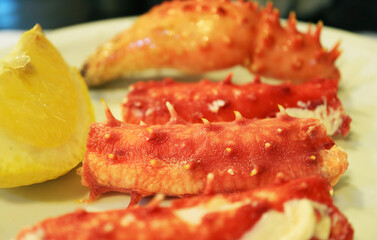 Closeup of Delectable King Crab Leg's Meat, a Famous Dish of Ushuaia, Tiera del Fuego, Argentina, South America