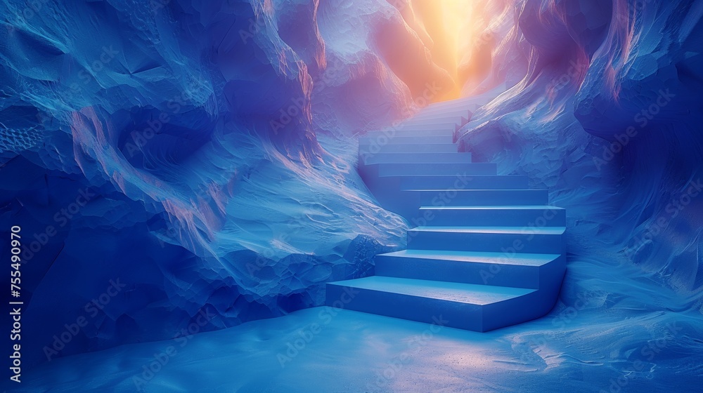Poster Concept of the path to success in a futuristic polygonal style on a blue background. Abstract modern illustration of the digital path.