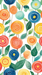 Fototapeta premium kawaii Cute Pastel Candy sweet desserts Seamless pattern with different types on watercolor Background for cafe or restaurant. illustration Vector.