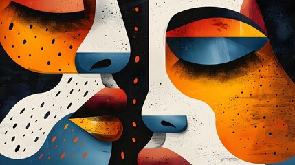 Obraz premium Harmonious Contrast of Street Art Style Faces Illustration in Abstract Art