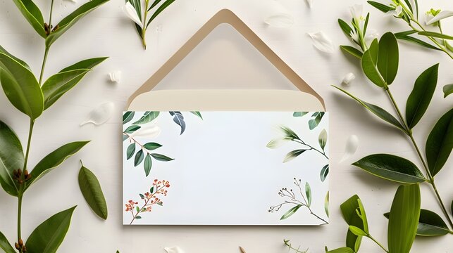 Eco-Friendly Event Invitation Modern Watercolor Illustration on A5 Card with Greenery and Floral Accents
