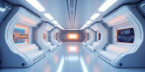 Space station or Sci-fi style futuristic facility external panel surface background. Exterior of...
