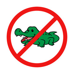No Crocodile or Alligator Sign on White Background