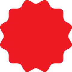 Starburst red sticker set, collection of special offer sale oval and round shaped sunburst labels and badges. Promo stickers and badges, seal, stamp, print with star edges. Vector.