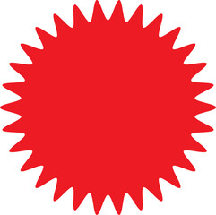 Starburst red sticker set, collection of special offer sale oval and round shaped sunburst labels and badges. Promo stickers and badges, seal, stamp, print with star edges. Vector.