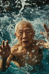 Synchronized Swimming Practice Portrait.,Active elder people, Adventure