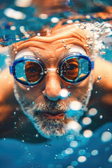 Synchronized Senior Man Swimming Practice,Active elder people, Adventure