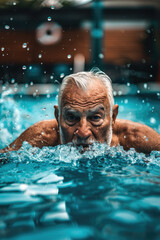 Dynamic Water Aerobics Practice,Active elder people, Adventure