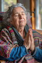 Elderly Woman Practicing Yoga Pose.,Active elder people, Adventure